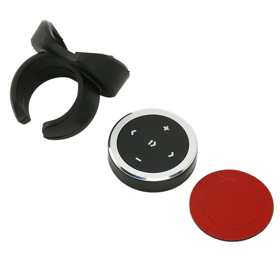 Rupoun Bluetooth Media Button, Smart Silver Car Steering Wheel Remote Control Kit with Bracket, Wireless Media Controller for Mobile Phones and Tablets