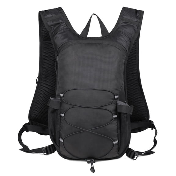 Rupoun Breathable Hydration Backpack Nylon Reflective Water Bladder Backpack for Cycling Running Outdoor Sports Hiking Daypack with Adjustable Straps Lightweight Water-Resistant Black