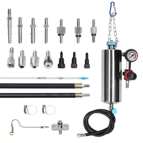 Rupoun C80 3-in-1 Car Fuel Injection Dismantle-Free Cleaning Tool Set for Air Intake and Three Way Catalyst System, Includes Dual-Scale Gauge and Adapters, 13.78 inches / 35 cm