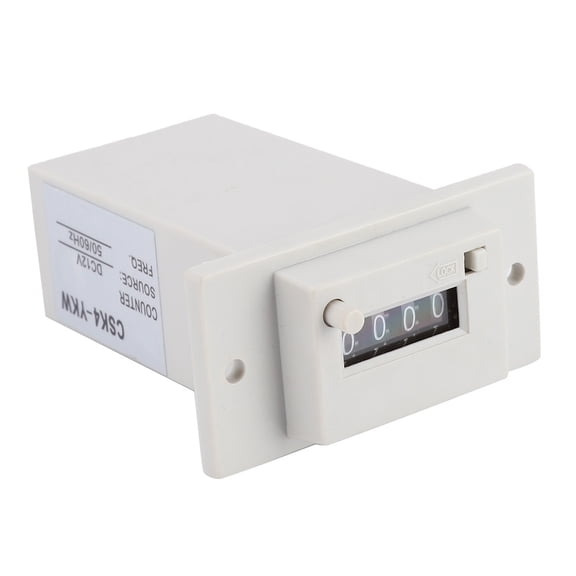 Rupoun CSK4-YKW 4 Digits 0-9999 Industrial Totalizer Mechanical Electromagnetic Pulse Counter, DC 12V 20 Times/Sec Accurate Measurement Tool for Machinery