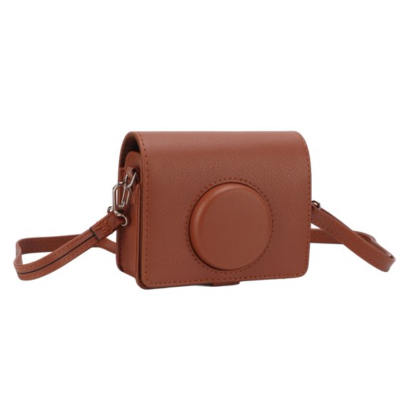 Rupoun Camera Case Fashion PU Leather Protection Bag with Shoulder Strap for Fuji Instax Mini Evo Camera, Portable and Lightweight Accessory, Brown