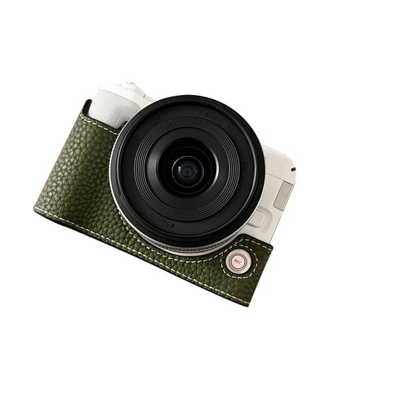 Rupoun Camera Half Case PU Leather Anti-Scratch Protective Carry Bag with Adjustable Shoulder Strap Compatible with Canon EOS R50 V R50V Green (5.1 in / 13 cm)