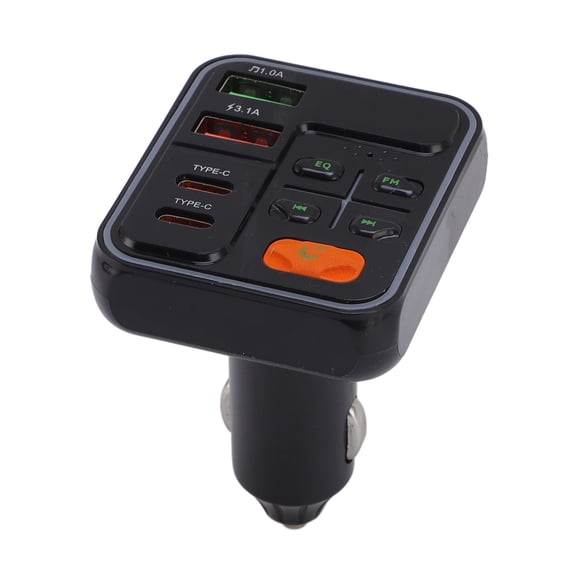 Rupoun Car USB C Bluetooth Adapter MP3 Player DC12V to 24V Car Phone Charger Fast Charging Multifunctional Cigar Lighter Adapter Auto Accessories Smartphone Charger Built-in Display