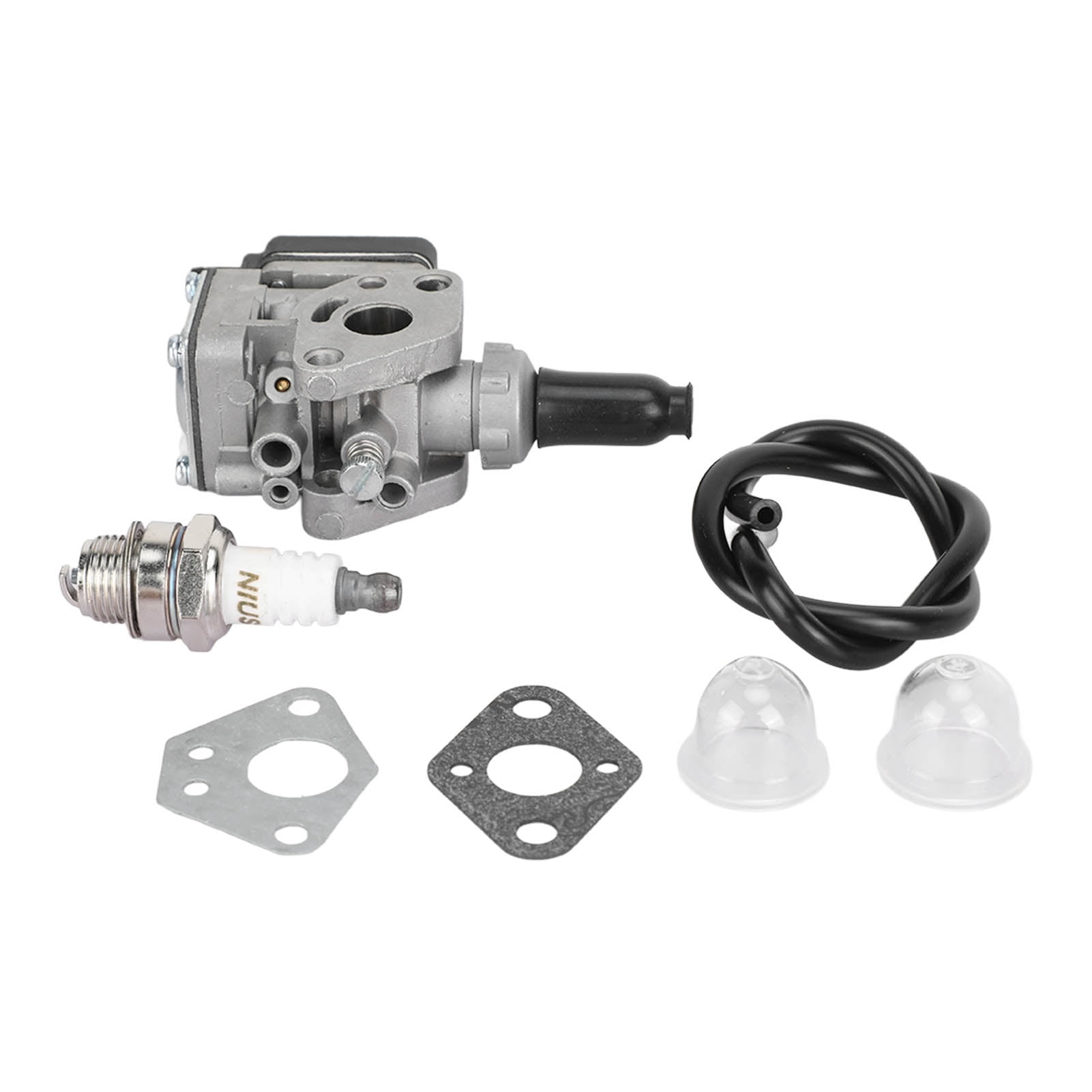 Rupoun Carburetor Kit with Oil Pipe Gasket Spark Plug Garden Tool Parts Replacement for KBH48A Lawn Mower Brush Cutters Trimmers Accessories Fits Aluminum Material Premium Construction