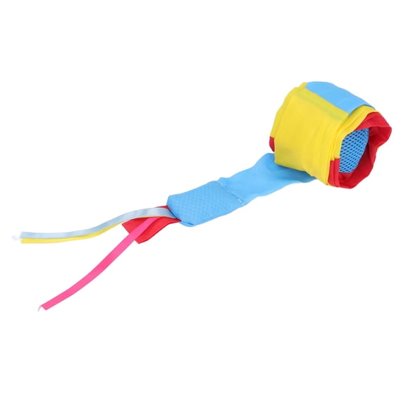 Rupoun Catch Tail Ball Educational Safe Eye Catching Throw Ball With Tail For Sensory Training Kids Outdoor Lawn Game, Assorted Red Yellow Blue Color 4.7 inches / 12 cm