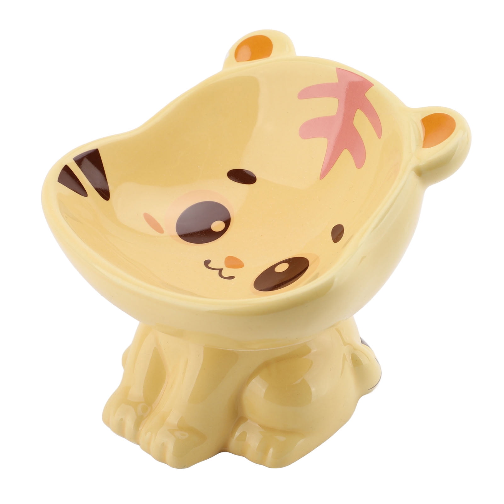 Rupoun Ceramic Pet Bowl Cute Cartoon Tiger Design Elevated and Tilted Cat Food Bowl for Home Use, Anti-Spill Raised Kitten Feeder, 5.51 inches / 14 cm [cite: 1, 8, 12]