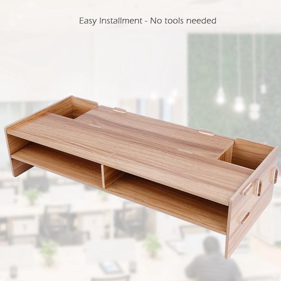 Rupoun Cherry Wood Monitor Stand Heighten Rack Shelf Desktop Storage Bracket for Display Screen Laptop Computer Screen Riser Keyboard Base (19.3 inches / 49 cm)