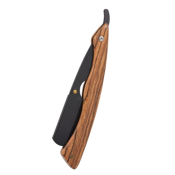 Rupoun Classic Manual Straight Razor with Ergonomic Wooden Handle, Stainless Steel Folding Shaving Knife for Professional Beard Grooming and Hairlining, 8.78 inches / 22.3 cm (Extended)