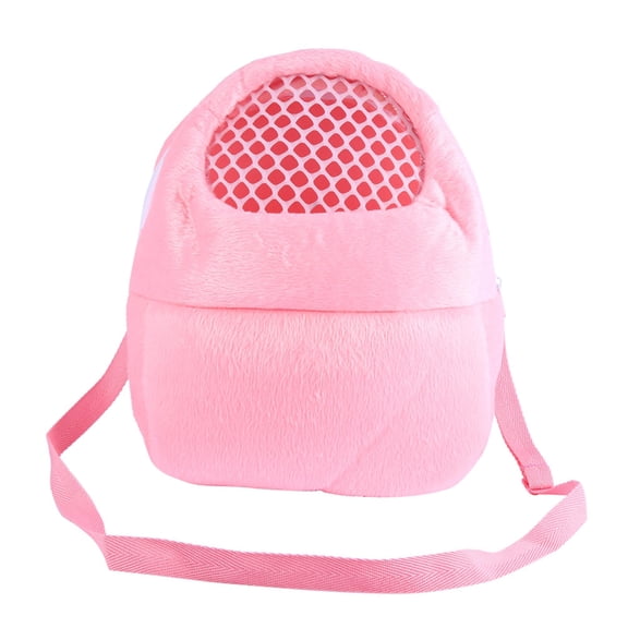 Rupoun Compact Pet Carrier Backpack – Soft Plush, Mesh Vent, Adjustable Strap, Safe Zip – Ideal for Hamsters, Rats, Rabbits, Hedgehogs, Squirrels, Chinchillas (Pink)