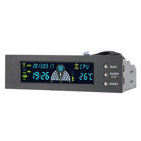 Rupoun Computer 3-Fan Speed Controller CPU/HDD/SYS Temperature Control LCD Screen Front Panel For 5.25 inches / 13.3 cm Optical Drive STW-5023 Desktop Cooling Accessory