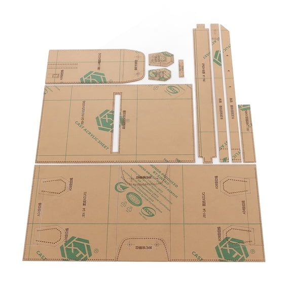 Rupoun Craft Acrylic Pattern Template Transparent Clear Precision Cutting Leather Templates For Shoulder Bag Tote Handbag DIY Leathercraft Tool Kit Small Size JBX-14 10 Pieces