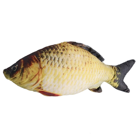 Rupoun Creative 3D Carp Fish Shape Simulation Cushion Throw Pillow for Children Gift Sofa Home Decor, Plush PP Cotton Stuffed Novelty Toy, Invisible Zipper, 23.62 inches / 60 cm (Gold)