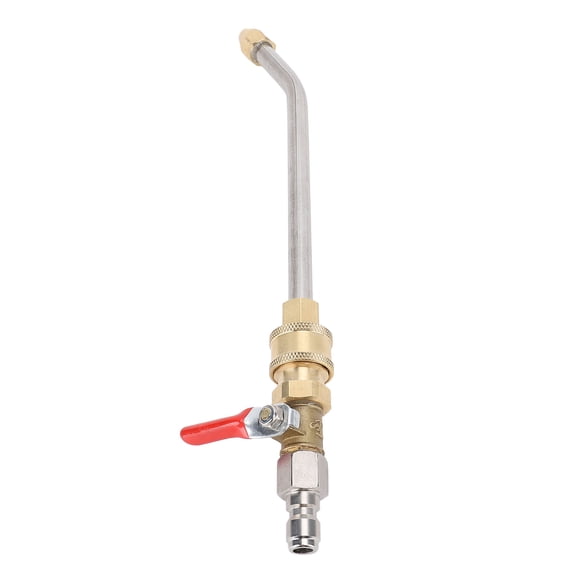 Rupoun Curved Pressure Washer Extension Wand with Ball Valve 1/4 Inch Connector Power Washer Gutter Cleaner Attachment Rod 30 Degree Angle 24 in / 60.9 cm