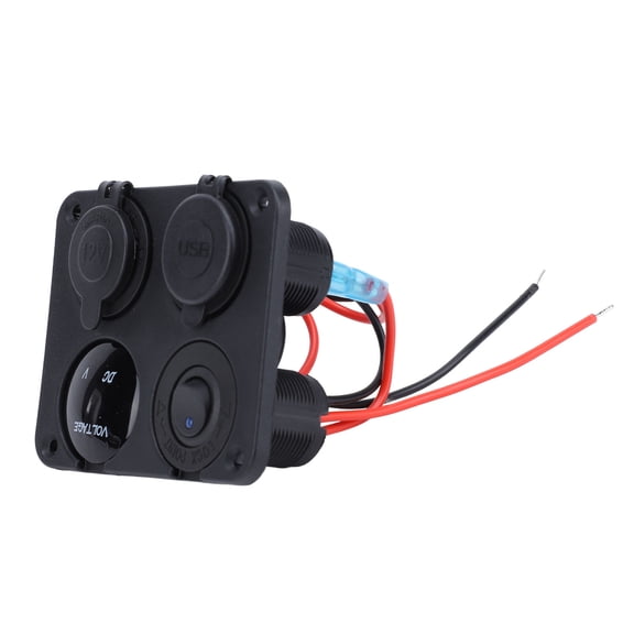 Rupoun DC 12-24V 4 In 1 Charger Socket Panel Dual 4.2A USB Power Outlet With LED Voltmeter Cigar Lighter Socket For Car Marine Boat RV Truck ATV UTV Campervans Battery Cases (Blue Light)