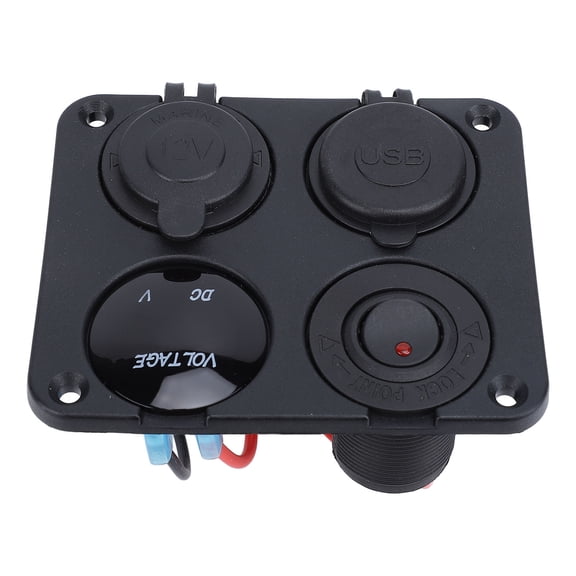 Rupoun DC 12-24V 4 In 1 Charger Socket Panel Dual 4.2A USB Power Outlet With LED Voltmeter Cigar Lighter Socket For Car Marine Boat RV Truck ATV UTV Campervans Battery Cases (Red Light)