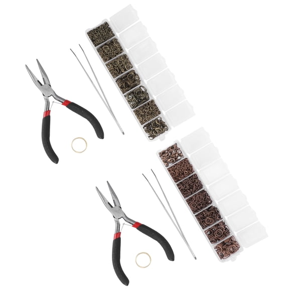 Rupoun DIY Jewelry Making Supplies Kit with Lobster Clasps Open Jump Rings Set Includes Pliers and Tweezers for Earring Necklace Repair Crafting Projects Bronze and Copper Colors 4mm to 10mm Size