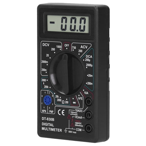 Rupoun DT830B Portable LCD Digital Multimeter Electronic Voltmeter Ammeter for Electrician Handheld DC AC Current Resistance Tester Tool with Test Leads (4.8 inches / 12.3 cm)