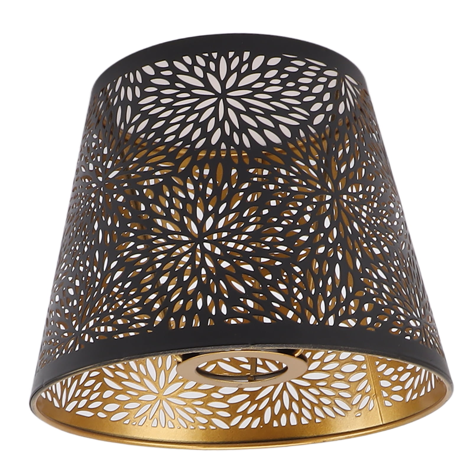 Rupoun Decorative Metal Lamp Shade for E26 E27 Bulbs, Forest Tree Style Hollow Out Iron Lampshade Cover with Inner Gold Pattern, Black Bedside Table and Wall Light Replacement (7.5 in / 19 cm)