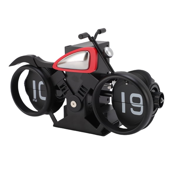 Rupoun Desktop Flip Clock Retro Motorcycle Shaped Timing and Reminding Function Mechanical Desk Clock Home Decor Tabletop Clock for Living Room Bedroom Office, Stainless Steel, 9.06 inches / 23 cm