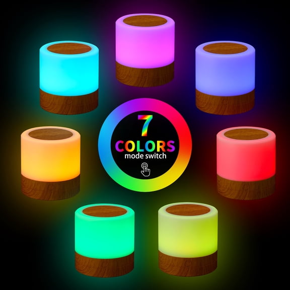 Rupoun Desktop LEDs Colorful Night Light Bedroom Bedside USB Touching RGB Night Lamp with Remote-Controller Dimmable 3W Energy Efficient Nursery Decor (2.83 inches / 7.2 cm) White