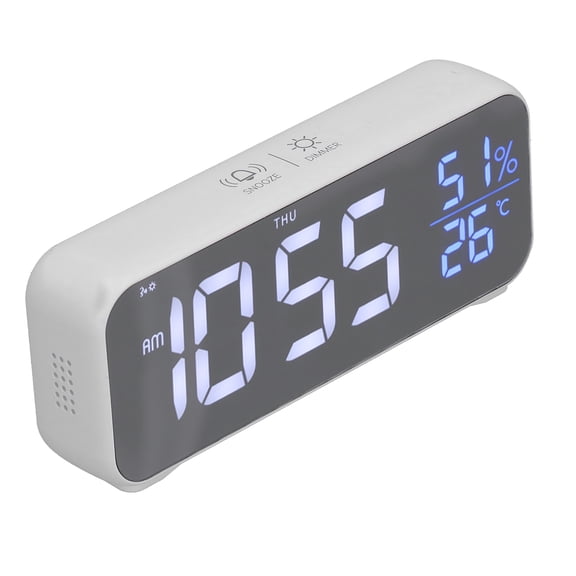 Rupoun Digital Alarm Clock LED Music Clock with Temperature Display USB Charging Smart Mirror Electronic Clocks for Bedroom Living Room