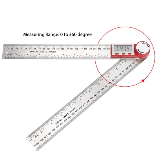 Rupoun Digital Angle Ruler Stainless Steel Electronic Protractor 360 Degree Measuring Tool 11.8 inches / 300 mm with Built-in Battery for Precision Woodworking Construction and Draftsman DIY[cite: 1]