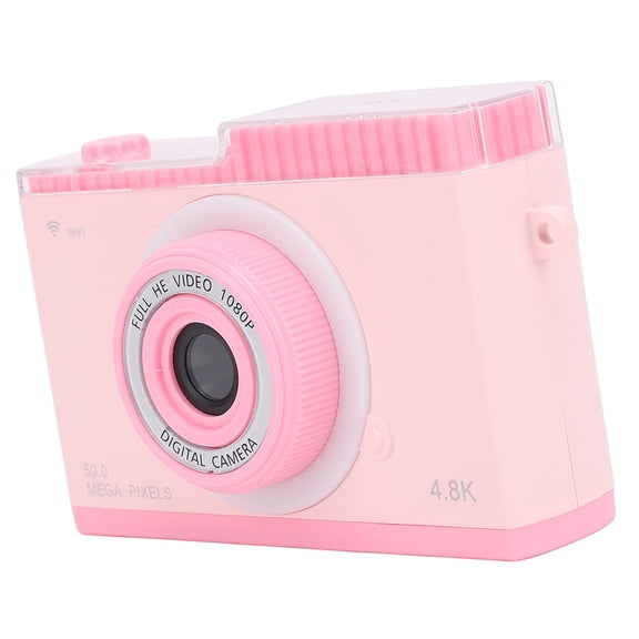 Rupoun Digital Camera 48M 1080P 8x Digital Zoom Compact Point and Shoot Retro Video Camera with MP3 Playback 2.4 Inch IPS Screen Pink