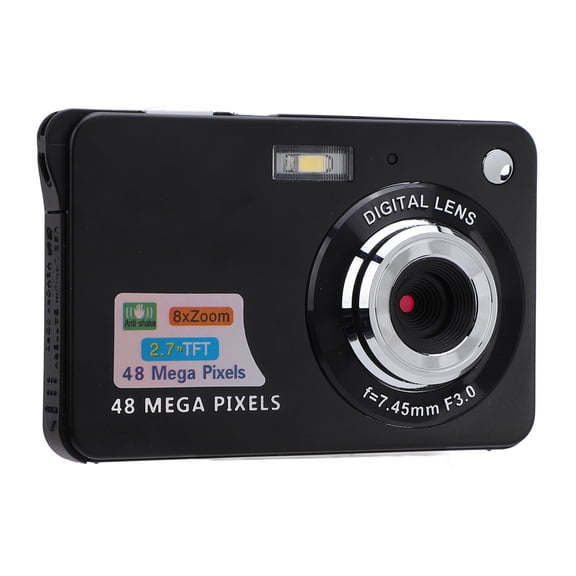 Rupoun Digital Camera 48MP 4K 8x Zoom 2.7 Inches / 6.86 cm Screen Portable Compact Camera Black