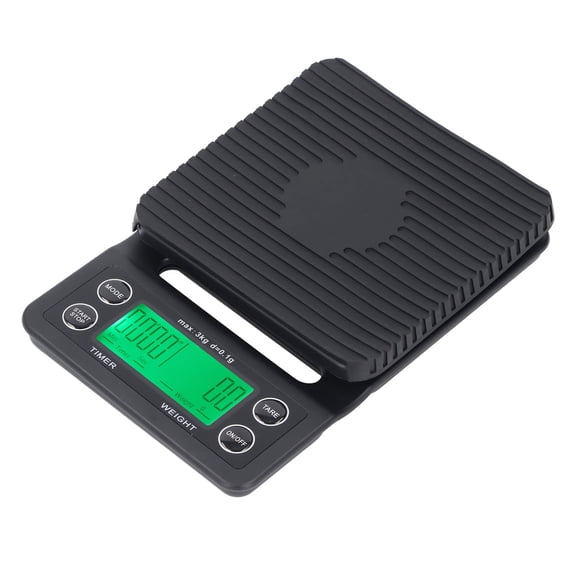 Rupoun Digital Coffee Scale and Built-In Timer, 3kg Range with High 0.1g Accuracy, Multi Functional Kitchen Food Weight Scale Perfect for Home Pour Over Brewing, Coffee Shop, or Travel Use