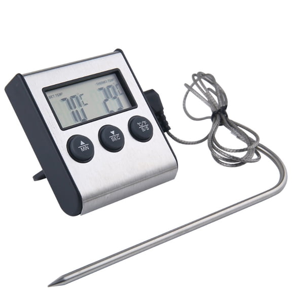 Rupoun Digital Meat Thermometer Barbecue Food Cooking Thermometer Probe Steak BBQ Temperature Gauge Kitchen Cooking Tools Timer Temperature Manually Set