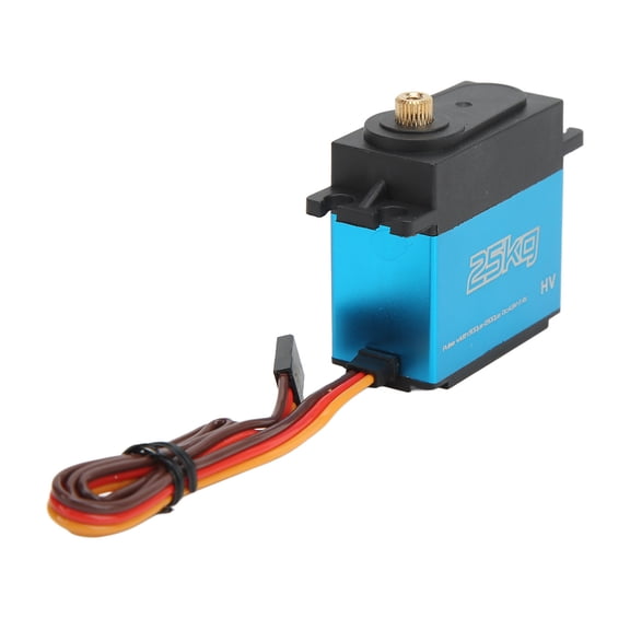Rupoun Digital Servo High Torsion Coreless Motor Metal Gear RC Car Vehicle Servo for Robotic DIY 25KG 55.1lb 180 Degree 25T Blue Premium Aluminum Alloy High Performance Upgrade Part (4.72 in/12 cm)