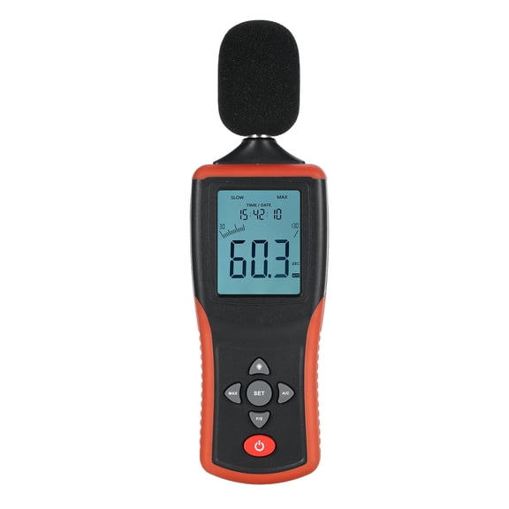 Rupoun Digital Sound Level Meter Decibel Meter with Backlight LCD Display Portable SPL Meter A/C Weighted Range 30dB to 130dB Fast/Slow Time Response Noise Audio Measure Device