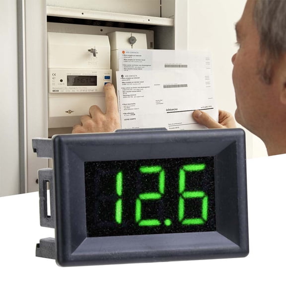 Rupoun Digital Voltmeter 0.36in Three Wire DC 0-100V LED Display Voltage Meter Waterproof Green
