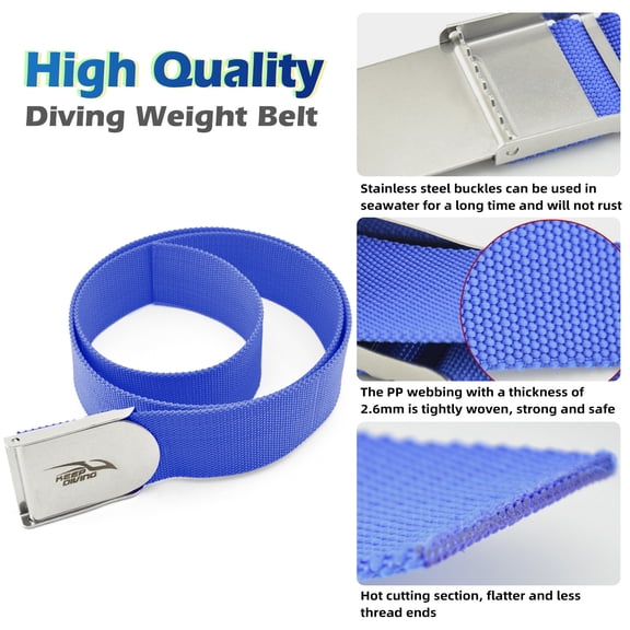 Rupoun Diving Weight Waist Belt Snorkeling Strap with Stainless Steel Buckle for Water Sports, 59.05 inches / 1.5 m, Black