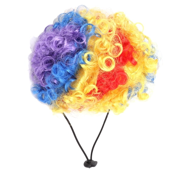 Rupoun Dog Clown Wig with Collar & Tie, Easy HookLoop Fasten, Nylon Fabric, 3060cm Fit, Cute Halloween & Party Accessory