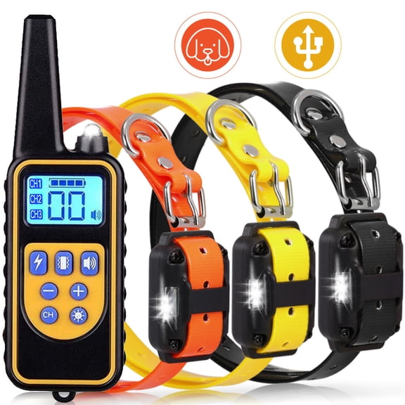 Rupoun Dog Training Shock Collar with Remote 800M Range Waterproof Rechargeable 1-99 Vibration Fast Effect Small Medium Large Dogs 25 in / 63.5 cm