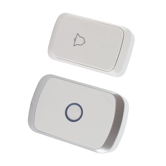 Rupoun Doorbell Kit Wireless Battery Powered Silver Door Bell with 1 Transmitter 1 Receiver for Home, 3.15 in / 8 cm Transmitter, 3.54 in / 9 cm Receiver