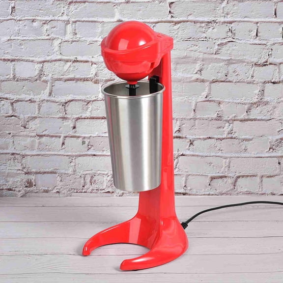 Rupoun Double Head Electric Milkshake Machine Maker, Premium Coffee Drink Mixer and Stainless Steel Milk Blender for Home Bar, 100W Motor, 16.9 fl oz (500ml) Capacity, 20000 RPM, Red