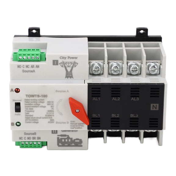 Rupoun Double Power Automatic Transfer Switch 4P PC Shell Electrical Selector Switch 400V AC 32A