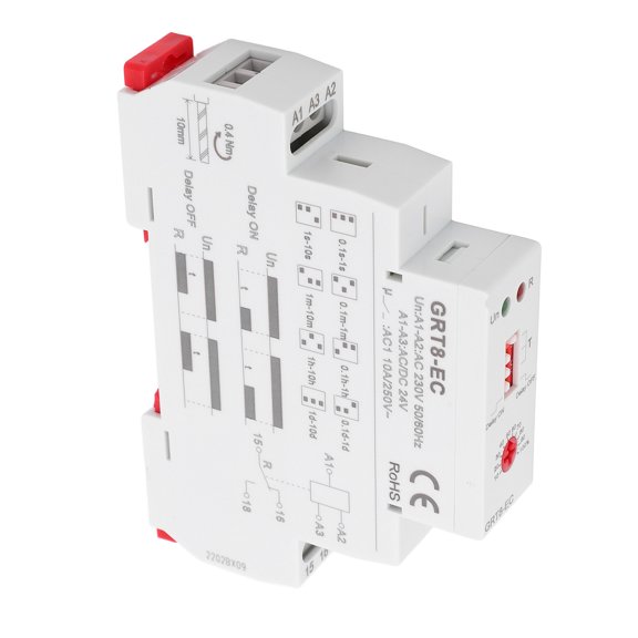 Rupoun Dual Function Time Relay Multifunctional Switch with LED Indicator AC230V Or AC DC24V Delay Timer System for Home Industrial Electrical Equipment Replacement Parts, 1 Count (3.94 inches)