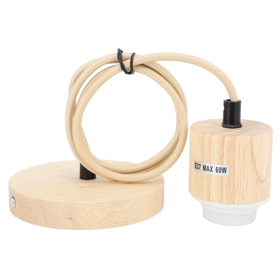 Rupoun E27 Wooden Pendant Light Bulb Holder Vintage Ceiling Light Base Socket, 220V Hardwired Birch Wood Light Fixture Cord Kit Accessory for Home Decor, 4.72 inches / 12 cm