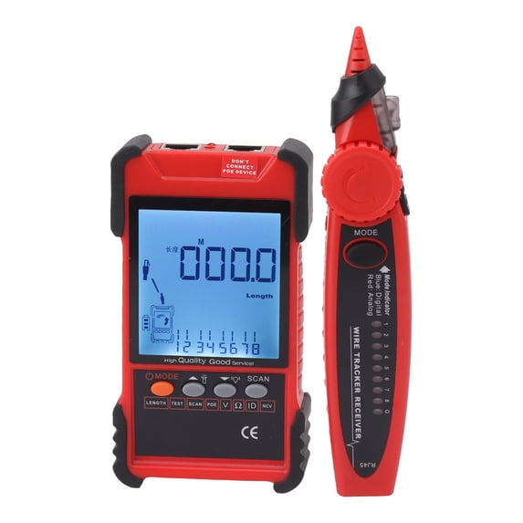 Rupoun ET616 Network Cable Tester Multimeter Multifunctional Line Finder with LCD Display for Sorting Network Maintenance Telephone Wire Testing Tool Kit Red 15.87 oz
