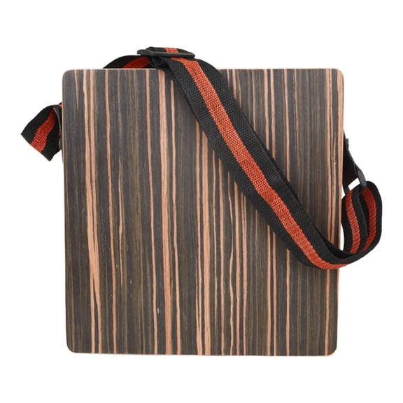 Rupoun Ebony Wood Travel Cajon Box Drum Portable Flat Hand Percussion Instrument with Shoulder Strap for Adults and Beginners, 15.35 in / 39 cm, Perfect for Acoustic Gigs and Practice