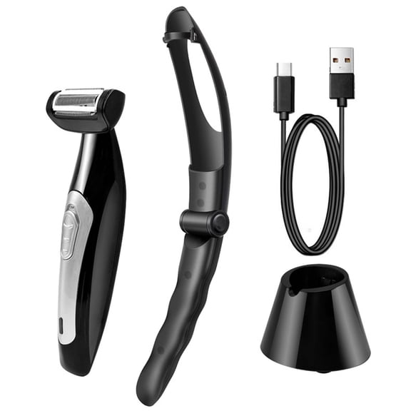 Rupoun Electric Back Hair Trimmer for Men Full Body Hair Shaver Detachable Foldable Handle Wet Dry Groomer, 24x22x6 in / 60.96x55.88x15.24 cm
