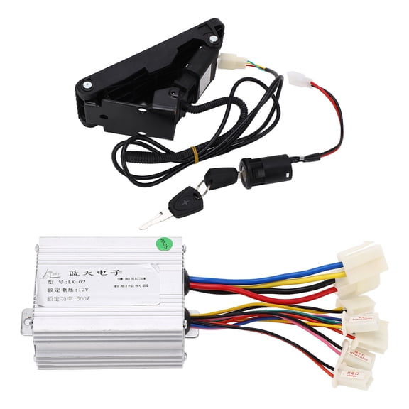 Rupoun Electric Bicycles Conversion Kit 12V 500W Brushed Motor Controller with Foot Throttle Pedal