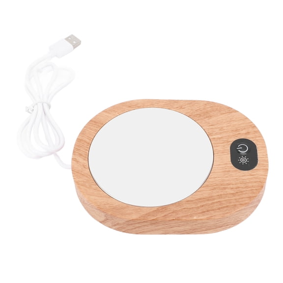 Rupoun Electric Cup Warmer Fast Heating Non Slip USB Plug In 13W 5V 3A Tea Coffee Mug Warmer for Glass Ceramic Stainless Steel Cups - Maple Wood Grain (6.3 inches / 16 cm)