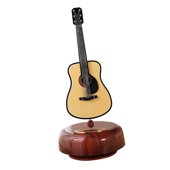 Rupoun Electric Guitar Music Box Classical Wind Up Twirling Base Stringed Musical Instrument Miniature Replica Gift (7.09 inches / 18 cm)