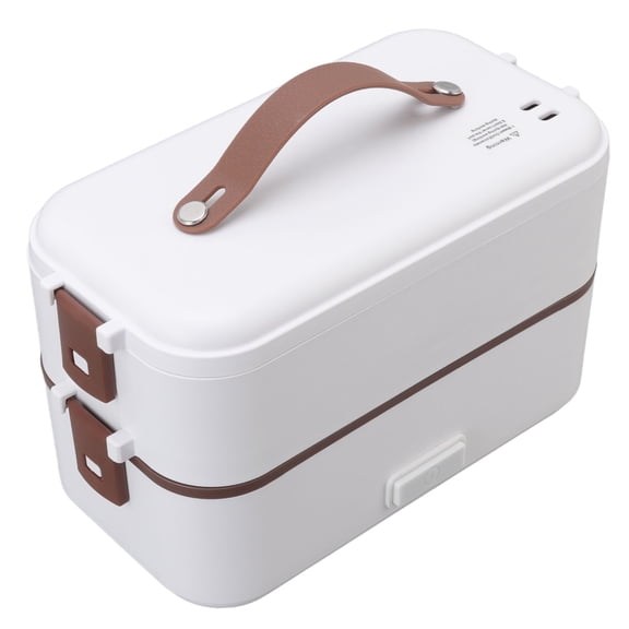 Rupoun Electric Lunch Box Portable Handle 0.8L Capacity Double Layer 20 Minutes Rapid Heating Pluggable Food Warmer EU Plug 220V 10.63 inches / 27 cm