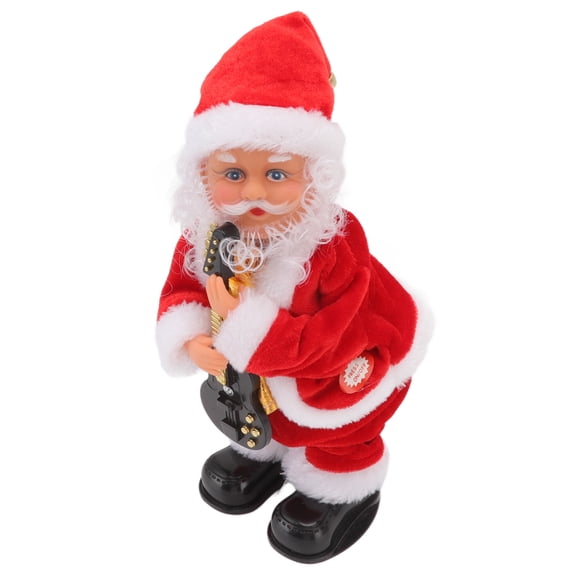 Rupoun Electric Musical Dancing Christmas Old Man Toy, Hip Shaking Santa Claus Doll Playing Guitar, Holiday Decor Figurine (10.63 inches / 27 cm, Battery Operated, Flannelette & PC, Red)
