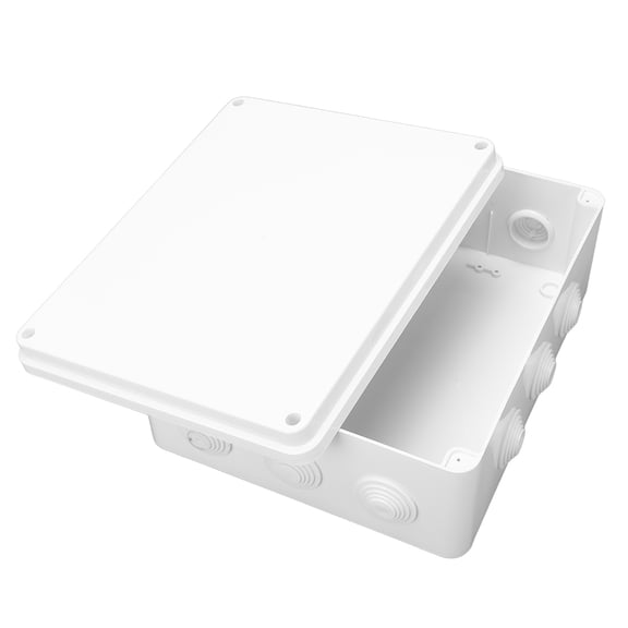 Rupoun Electrical Junction Box IP65 Waterproof ABS Plastic Enclosure Robust Structure Pre Drilled Outdoor Project Case for Electric Products Motors, 11.81 x 9.84 x 4.72 inches (300 x 250 x 120 mm)